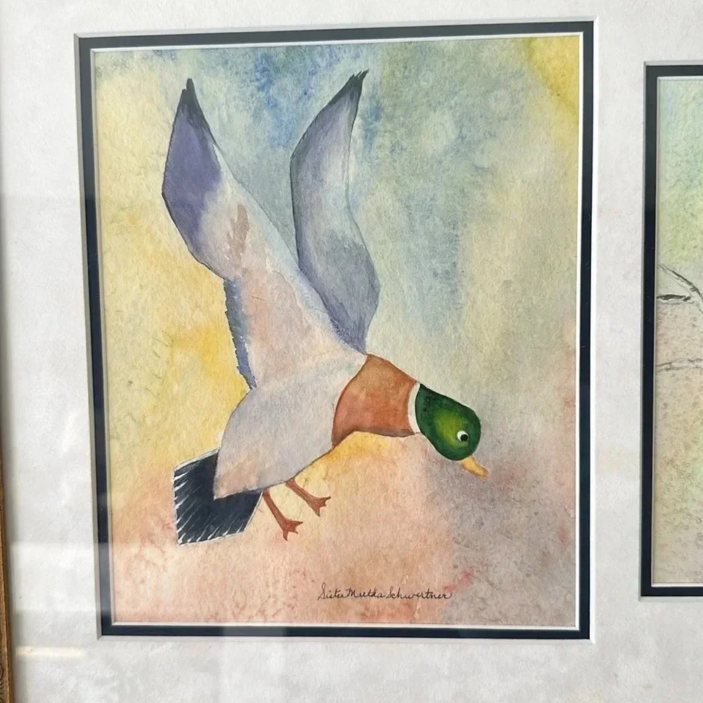 Beautiful vintage watercolor bird painting